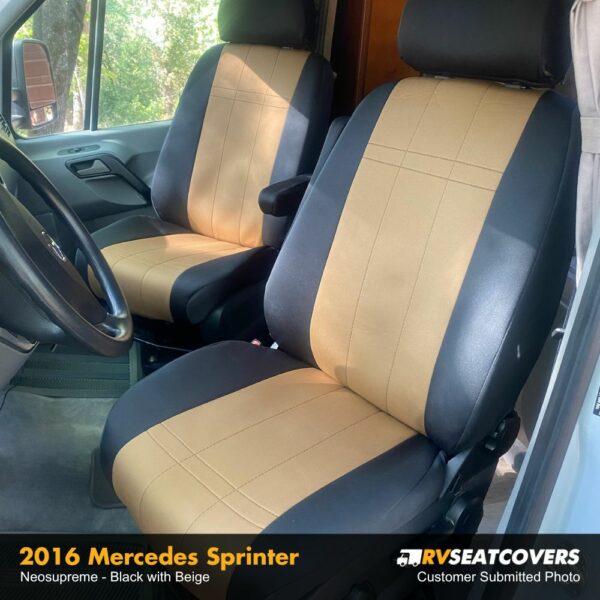 2016 mercedes sprinter seat covers - neosupreme black with tan inserts