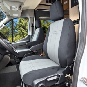 ford transit black with light gray seat covers