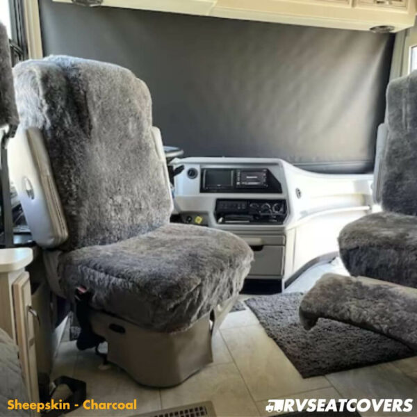 class a captains shair seat covers in sheepskin charcoal