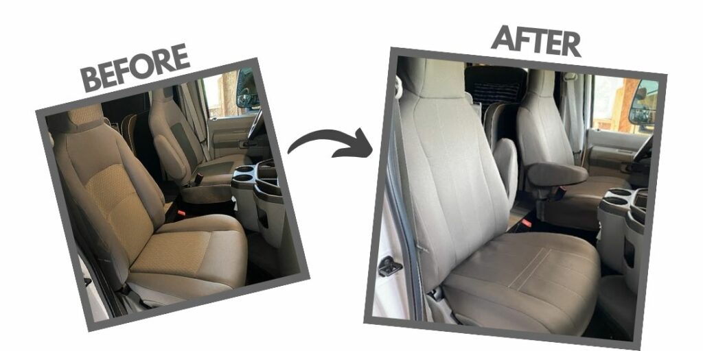 ford e450 seat covers before and after