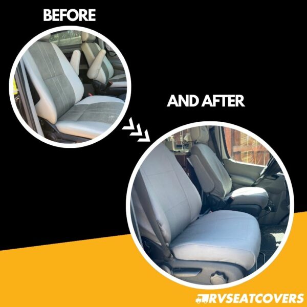 before and after seat covers on sprinter chassis