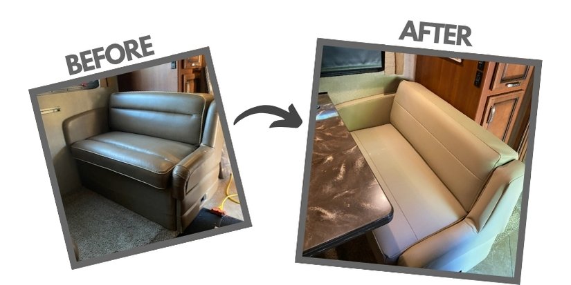 2015 Fleetwood Bounder Dinette Before and After Covers Side by Side
