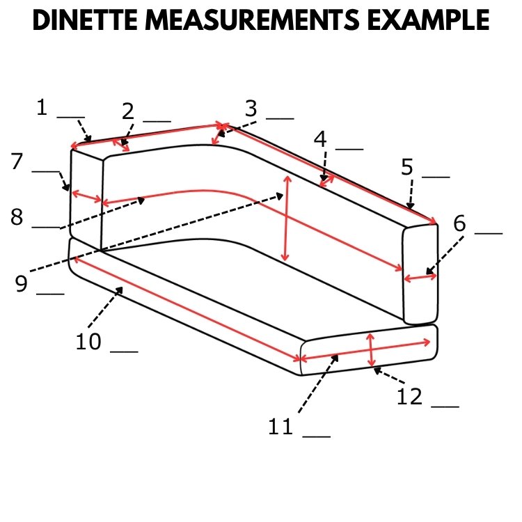 Dinette set measurements example